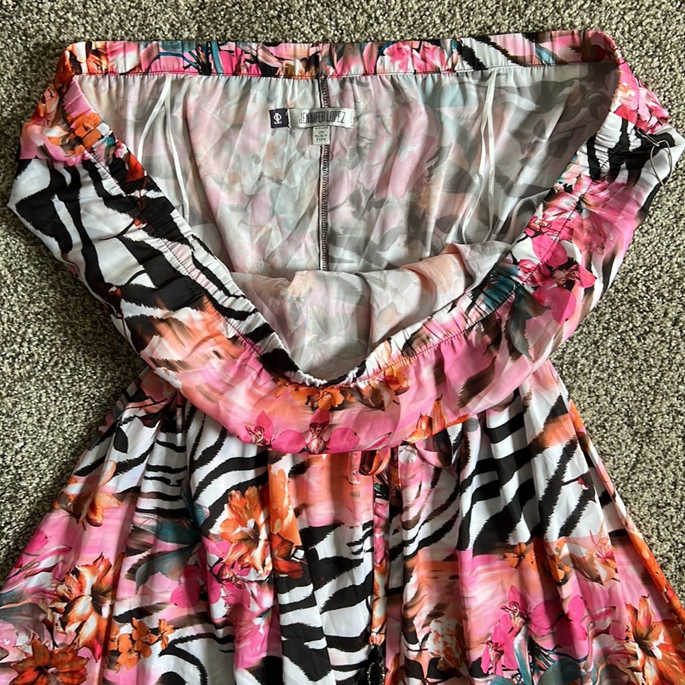 Jennifer Lopez Strapless Long Dress Tropical Sz 2X - Picture 7 of 11